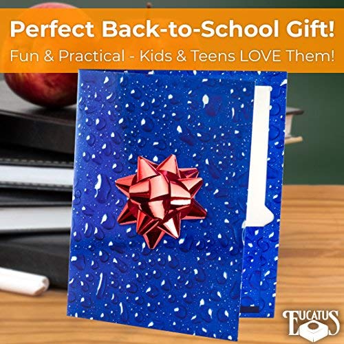 image for Eucatus Premium 2 Pocket Laminated Folders 6 Pack. Our 3 Hole, 12-1/2 