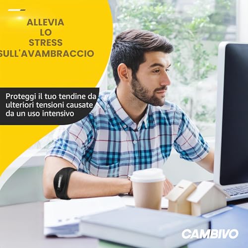 CAMBIVO 2 Pieces Adjustable Epicondylitis Elbow Brace Epicondylitis Elbow Brace Epicondylitis Band with EVA Pad for Tennis Elbow, Relieve Tendonitis and Arthritis, Fitness