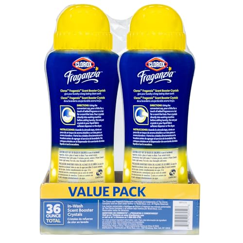 CLOROX FRAGANZIA IN-WASH SCENT BOOSTER CRYSTALS IN CITRUS BLOSSOM SCENT, TWINPACK OF 2X 18OZ, TOTAL 36OZ | LAUNDRY SCENT BOOSTER CRYSTALS | CITRUS BLOSSOM, LIGHT CITRUS LAUNDRY FRAGRANCE CRYSTALS