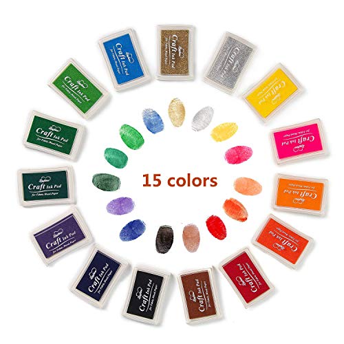Miraclekoo Washable Craft Ink Pad Finger Ink Pad Stamps Partner Craft Stamp Pad 15 DIY Assorted Color - Pink,Yellow,Purple,Coffee,Green,Blue,Red and so on - Thumbnail 7