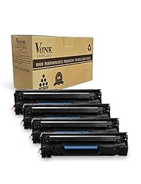 V4INK 1 paquete de repuesto para CB436A, cartucho de tóner Canon 125 negro para impresoras HP LaserJet P1102w, HP M1212nf., negro - paquete de 4