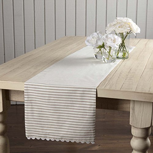 Piper Classics Farmhouse Ticking Stripe Table Runner, Taupe, 13x54