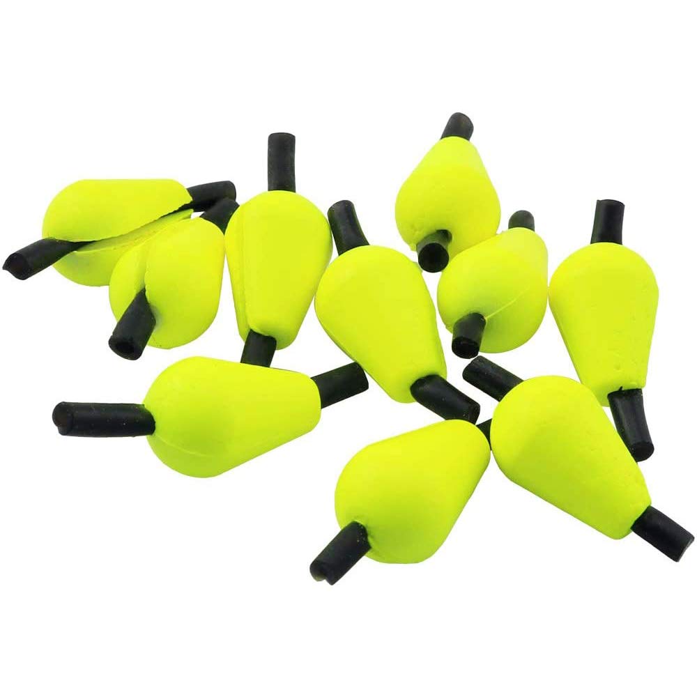 ANCLLO 6pcs Float Foam Olive Shape Indicators Fly Fishing Accessory, Fluorescent Yellow