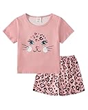 MyFav Girls Summer Pajamas Set Cute Cheetah Short