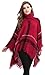 Bellady Women's Batwing Sweaters Tassels Poncho Cape, Asymmetric Hem Plaid, Sweater Dress in Plus Size, Red