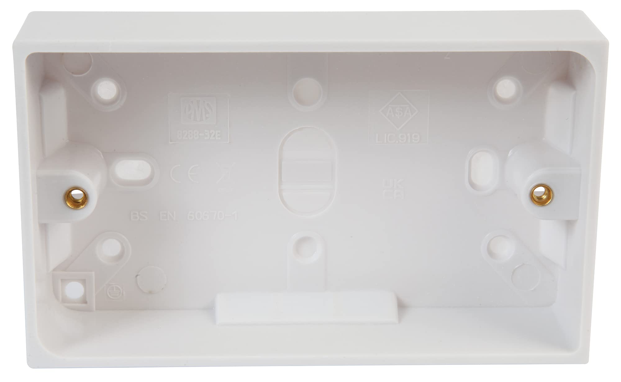 PRO ELEC 2-Gang White Surface Mount Pattress Box, 32mm Deep – BS5733 Compliant, Flame Retardant (PELB1498)