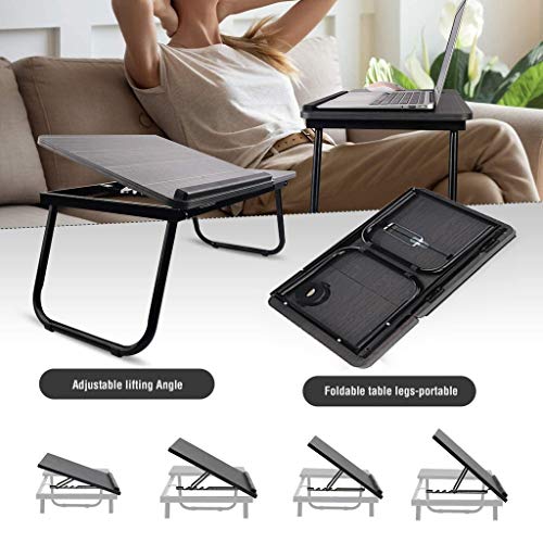 Laptop Desk, Adjustable Durable Wooden Folding Bed Table with Cup Holder, Laptop Stand for Bed/Outdoor/Office/Sofa (21.85\