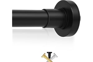 TVWOO Black Tension Shower Curtain Rod:Short Adjustable Shower Rods for Bathroom Kitchen Doorway No Drill,Matte Black Heavy Duty Small Telescopic Spring Shower Tension Rod Non-Slip Easy Install,27-71"