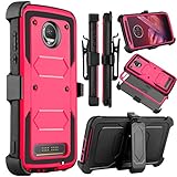 Moto Z2 Force Case, Moto Z2 Play Case, Venoro Heavy Duty Shockproof Full Body Protection Rugged Hybrid Case Cover with Swivel Belt Clip and Kickstand for Motorola Z Force 2017 (Rose)