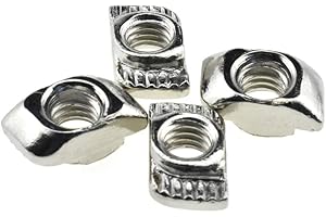 BINZZO Sliding T Slot Nuts 2020 Series M4 50 Pack T Nuts Carbon Steel Nickel Plated Half Round Roll in Sliding 6mm Slot Aluminum Profile Accessories for T Slot Aluminum Profile 20 x 20 Series