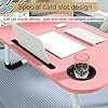 VLikeze Laptop Bed Table, Foldable Portable Lap Standing Desk with Cup Slot, Notebook Stand Breakfast Bed Tray Book…