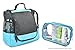 The Fine Living Co. Portable Hanging Shower Caddy Organizer Bag (Free Toiletries Case+Metal Hook) Quick Dry Mesh Shower Caddy Tote Bag Pouch For Bathroom College Dorm Camp Gym Camping 10”x4”x8”(Aqua)