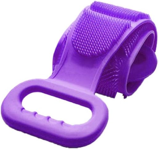 Silicone Back Scrub Bath Shower Body Brush, Bath Towel Exfoliating Body Brush Belt Wash, Body Wash Silicone Body Scrubber Belt for Men Women, Easy to Clean (Purple)