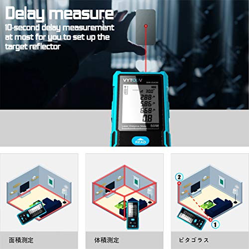 Rechargeable Laser Meter,VYTOOV Laser Tape Measure Electronic Angle Sensor Data Storage with Target Plate&Enhancing Glasses with Pythagorean Mode, Measure Distance, Area, Volume Calculation(164FT/50M) - Thumbnail 6