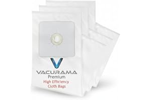 Vacurama Premium Central Vacuum Bags Compatible With Cana-Vac 060115 and 060115HE- High Eifficiency Cloth Bags - Set of 3 Bag