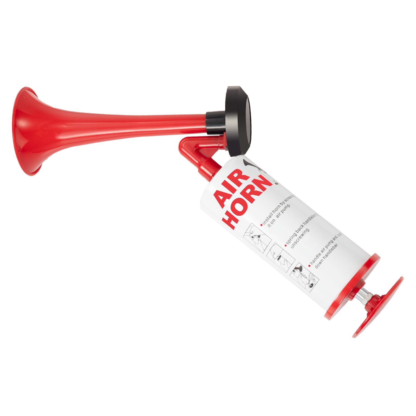 Handheld Air Horn, Noise Maker for Sports Events, Boating, Safety Signal, and Parties, Aluminum Body and Air-pump (Red)