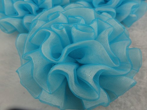 20pc Big 65mm Organza Rose Flower Blue Colors-free Shipping