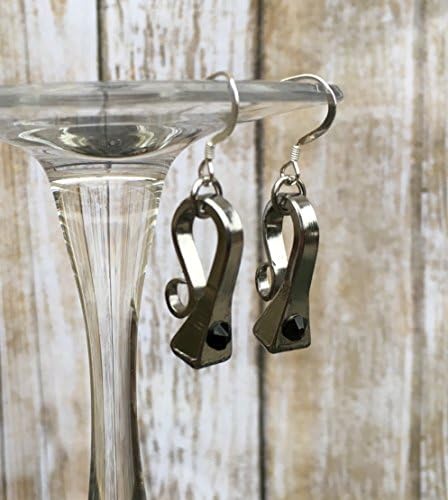 Unique Gift for the Horse Rider / Equestrian Authentic Horseshoe Nail Earrings With Onyx / Black Swarovski Crystal Accent on Sterling Earwire