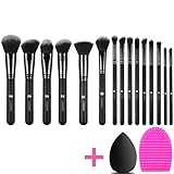 L COSMETIC(TM) Makeup Brushes Set Professional 15 Pcs Natural Hair Synthetic Cosmetic Brushes Eyeshadow Concealer Powder Brushes Kit and Brush Egg