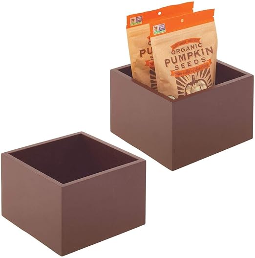 mDesign Juego de 2 cajas de bambú de almacenaje – Organizador ...