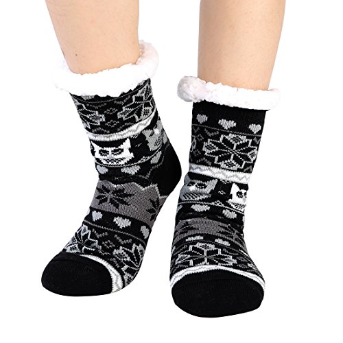 Furry slipper socks women non slip grippers sherpa flee…