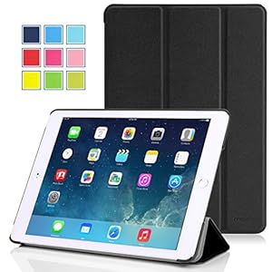 MoKo Apple iPad Air 2 (iPad 6) タブレット専用開閉式三つ折薄型スタンドケース。 BLACK