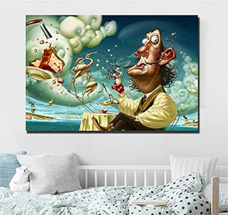 Redwpq Dali Peinture Abstraite Toile Peinture Impression A L Huile Affiche Mur Art Hd Image Pour Salon Home Decor 40 60 Cm Sans Cadre Amazon Fr Cuisine Maison