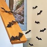 Prextex 9-Inch PVC Peel and Stick Spooky Bat Wall Stickers, Set of 18