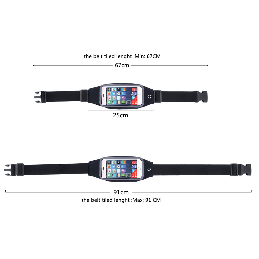 wifun Running Belt for Mens and Womens with Adjustable fastener,Sweat Resistant Waist Pack, Two Pockets Smartphone and Money Belt suit for Running Fitness,Climbing,Walking,Cycling,Hiking