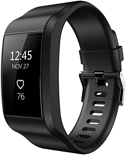Fitbit Charge 2 Bands, Smart Soft Flexible Durable Silicone Adjustable Fitness Sport Replacement Strap Bands for Fitbit Charge 2 Watch - Black