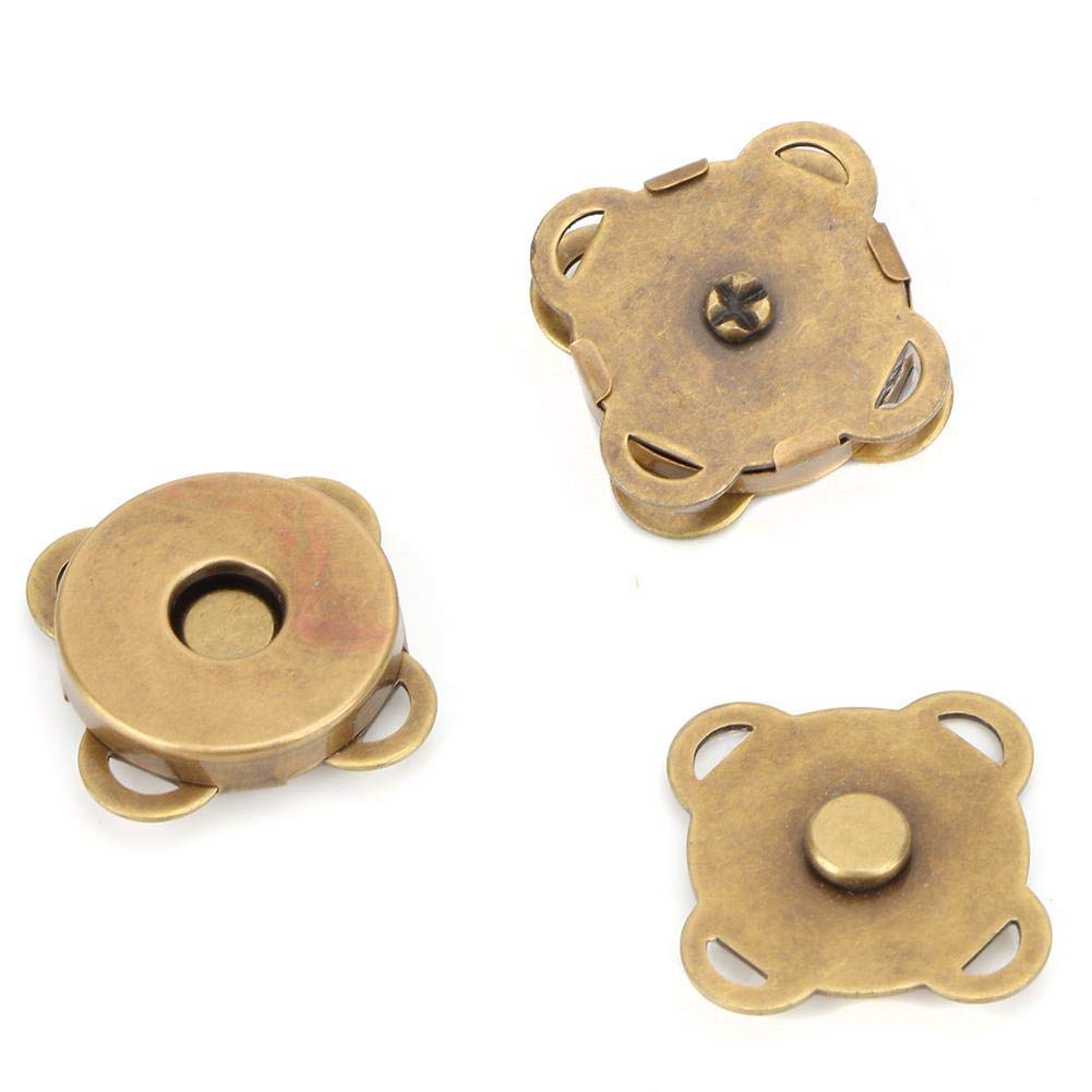 HEEPDD Magnetic Button Clasp, 18.5mm Sewing Snap Fasteners for Purses Bags Clothes Leather Craft Projects Durable Bronze Metal Closure for DIY Fashion Accessories