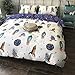 karever Space Rocket Duvet Cover Sets Cotton Queen Boys Bedding White and Blue 3 Pieces Planet Spaceship Star Full Girls Comforter Cover Sets Zipper Closure