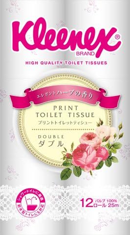 Amazon ハーブの香りつき クリネックス ローズプリント ハーブの香り12ロール 吸収力と柔らかさ２倍の花柄プリントつき ダブル 8入り クリネックス トイレットペーパー