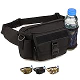Multi functional Waist Pack, WOTOW Military Single Shoulder Hip Belt Bag Fanny Packs Water Resistant Waist Bag Pouch Hiking Climbing Outdoor Bumbag with Water Bottle Pocket Holder