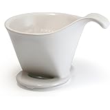 Bee House Ceramic Coffee Dripper - Large - Drip Cone Brewer (White)