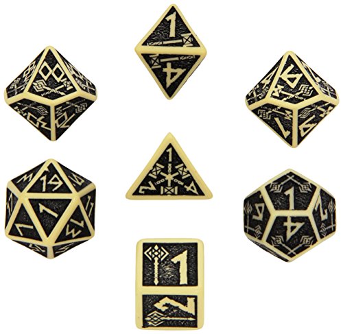 Dwarven Dice Beige/Black (7) Board Game Dwarven Dice Beige/Black (7) Board Game
