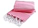 LaModaHome (SET OF 3) Colorful Cabana Striped Turkish Cotton Bath Beach Hammam Towel Peshtemal Blanket, Random Color