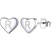 ChicSilver Hypoallergenic 925 Sterling Silver Heart Initial Stud Earrings for Women Sensitive(with Gift Box)