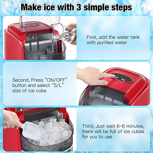 R.W.FLAME Ice Maker Machine for Countertop，Portable Ice Cube Maker with SelfCleaning, 26LBS/24H