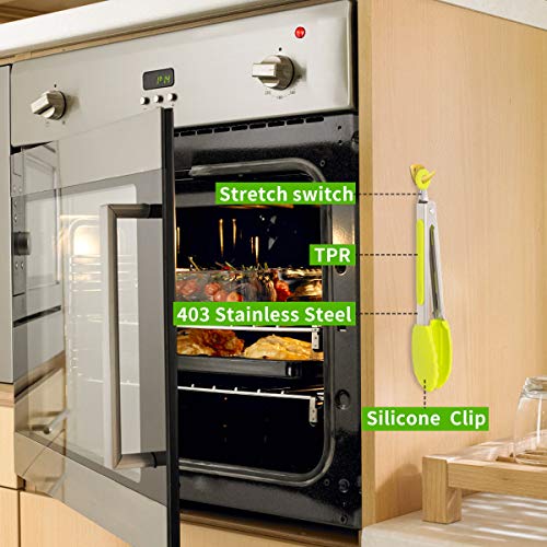 SOOHAO Snap Strainer Kitchen Food Strainers Clip-on Strainer with Cooking Tongs Heat Resistant Silicone, Universal Fit On All Pots and Bowls Home Cooking（Green）