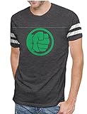 Marvel The Incredible Hulk Green Fist Logo Mens Varsity Charcoal Heather T-Shirt | Avengers Infinity War Edition (X-Large)