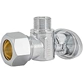 Eastman Quarter-Turn Angle Stop Valve Without Nut or Sleeve, 5/8 Inch OD Compression x 3/8 Inch OD Compression, Chrome Plated