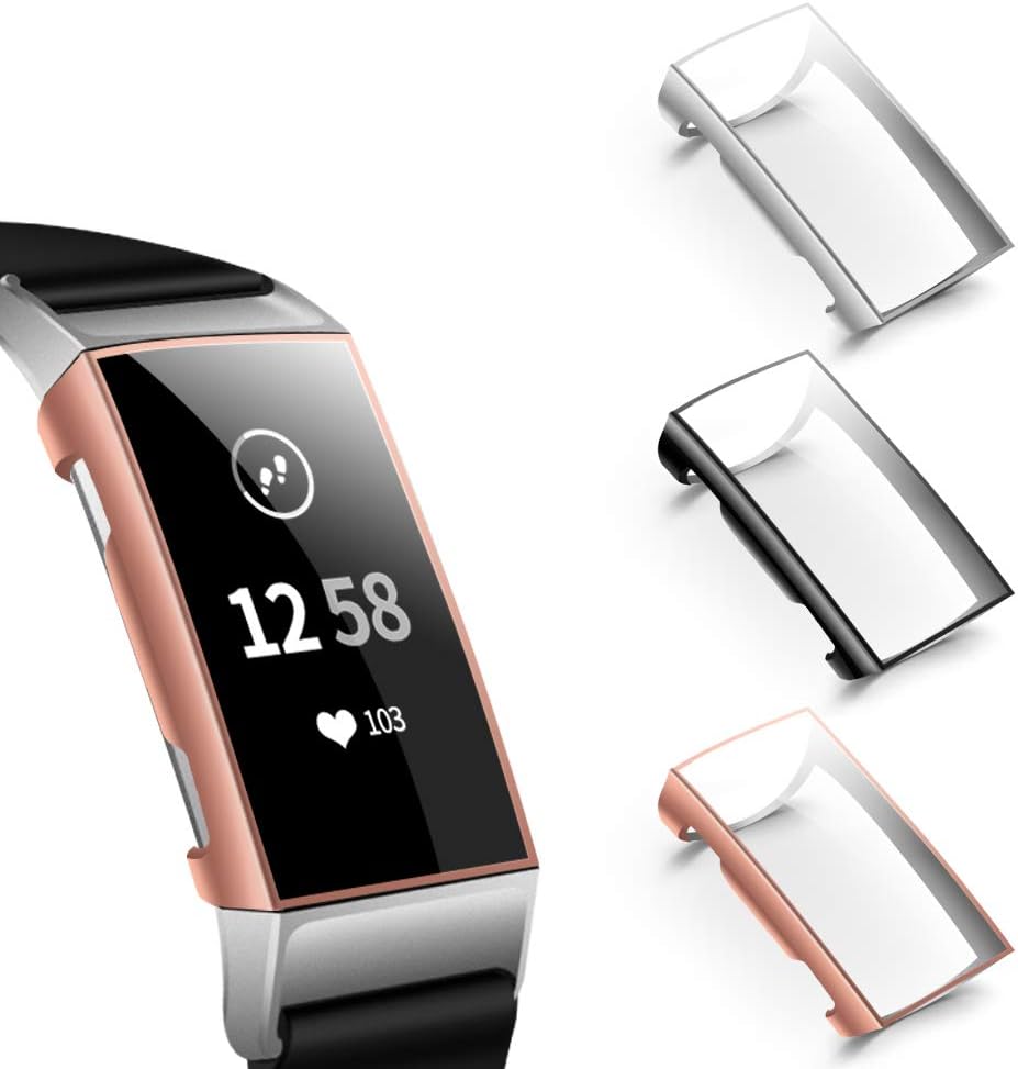 EZCO Screen Protector Case Compatible with Fitbit Charge 4 / Charge 3