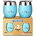 Outdoor Vacuum Insulated Wine Tumblers with Lids (Set of 2), Stainless Steel Glasses 8oz - Double Wall Stemless Metal Cup - Travel, Camping, Lightweight, Unbreakable, Portable, BPA Free