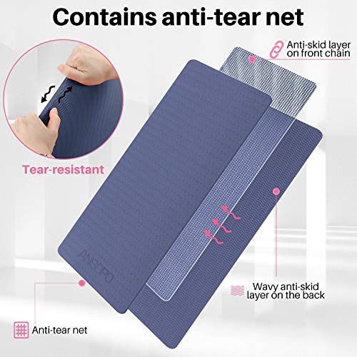 ANSOPO Tapete de Yoga Antideslizante con Premium Material ecológico TPE 10mm Agarre de Alto Rendimiento, Acolchado Ultra denso para Ejercicio, Yoga y Pilates（10mm）
