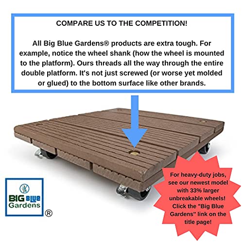 Big Blue Gardens 12" Heavy Duty Plant Caddy with 1.5" Wheels