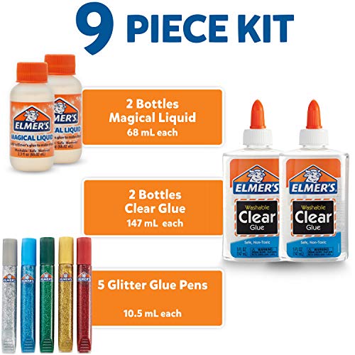 Elmer’s Slime Starter Kit, Clear School Glue, Glitter Glue Pens