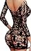 Daisland Women Sexy Lingerie Sleepwear Nightwear Dress Long Sleeve Bodystocking (Black0425)