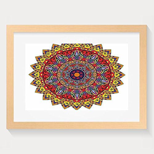 HUANGLING Tribal Bohemic Indian Asian Hippie Framed Wall Art Prints For Home Decoration Wood