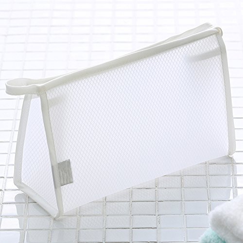 EVA Waterproof Makeup Case Clear Cosmetic Organizer Bag for Travel Handbag Carry Brush Pouch Toiletry Lipstick/Credit Card/Charging Cable Keys Women Electronics Accessories Purse (TF004-White-1)